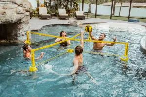 CROSSNET H2O Volleyball Pool Game - Four Square Net - Quick Assemble & Portable - Perfect Pool Toys for All Families W/Accessories