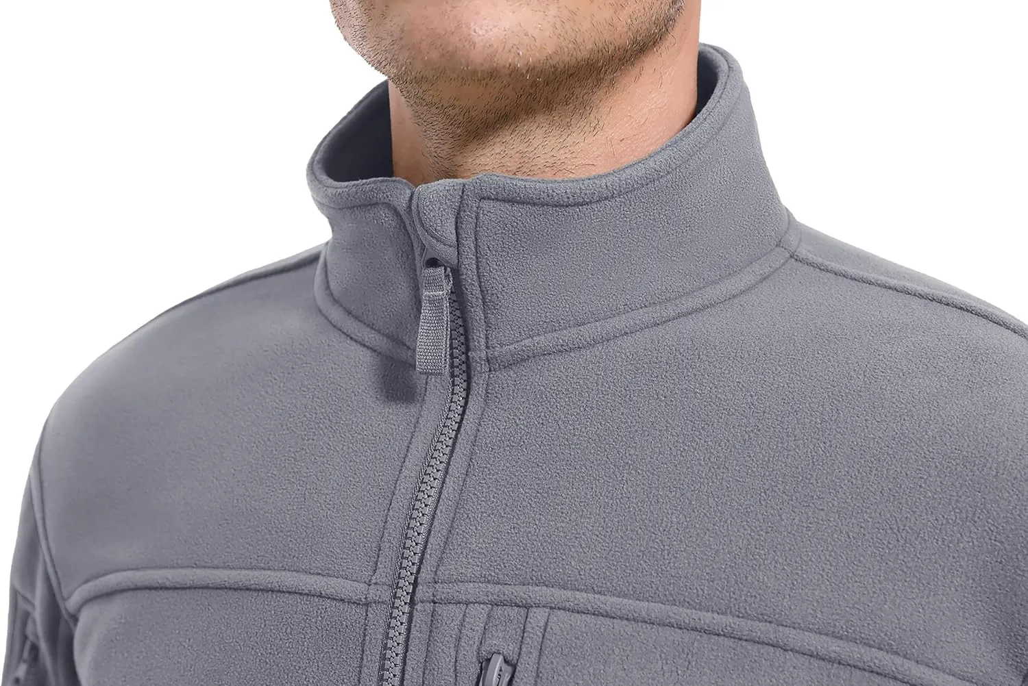 CRYSULLY Men's Fleece Jacket Tactical Full-Zip Winter Coat Jackets Multi Pockets