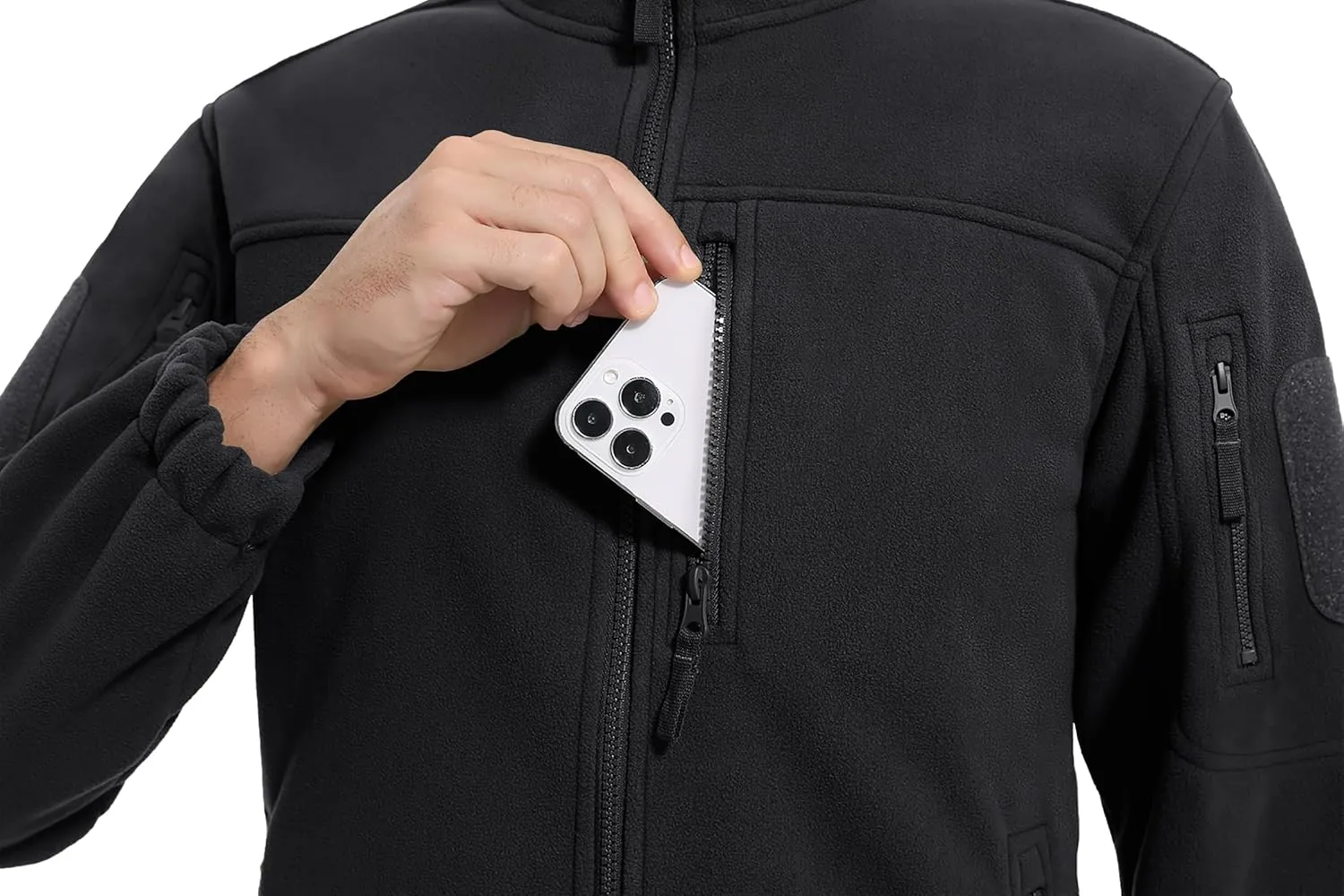 CRYSULLY Men's Fleece Jacket Tactical Full-Zip Winter Coat Jackets Multi Pockets