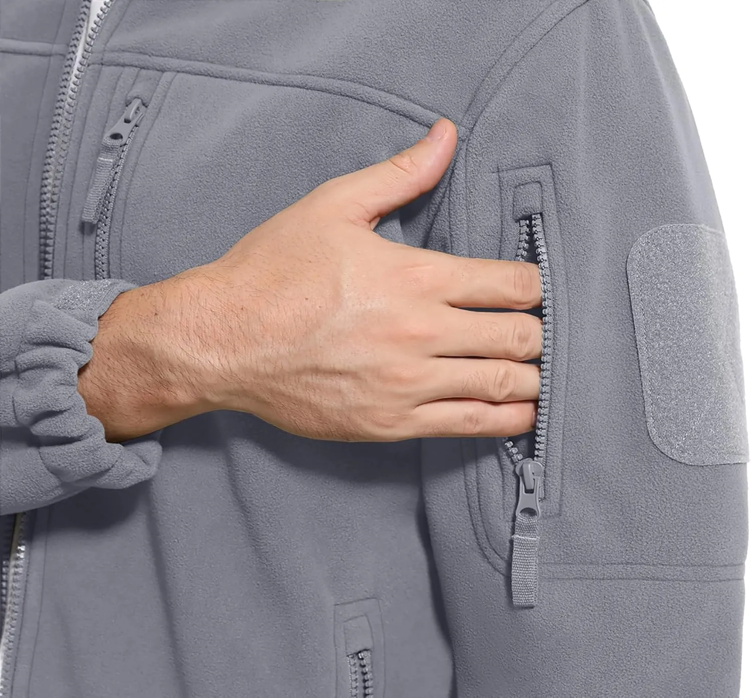 CRYSULLY Men's Fleece Jacket Tactical Full-Zip Winter Coat Jackets Multi Pockets