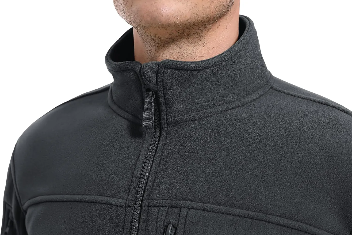 CRYSULLY Men's Fleece Jacket Tactical Full-Zip Winter Coat Jackets Multi Pockets