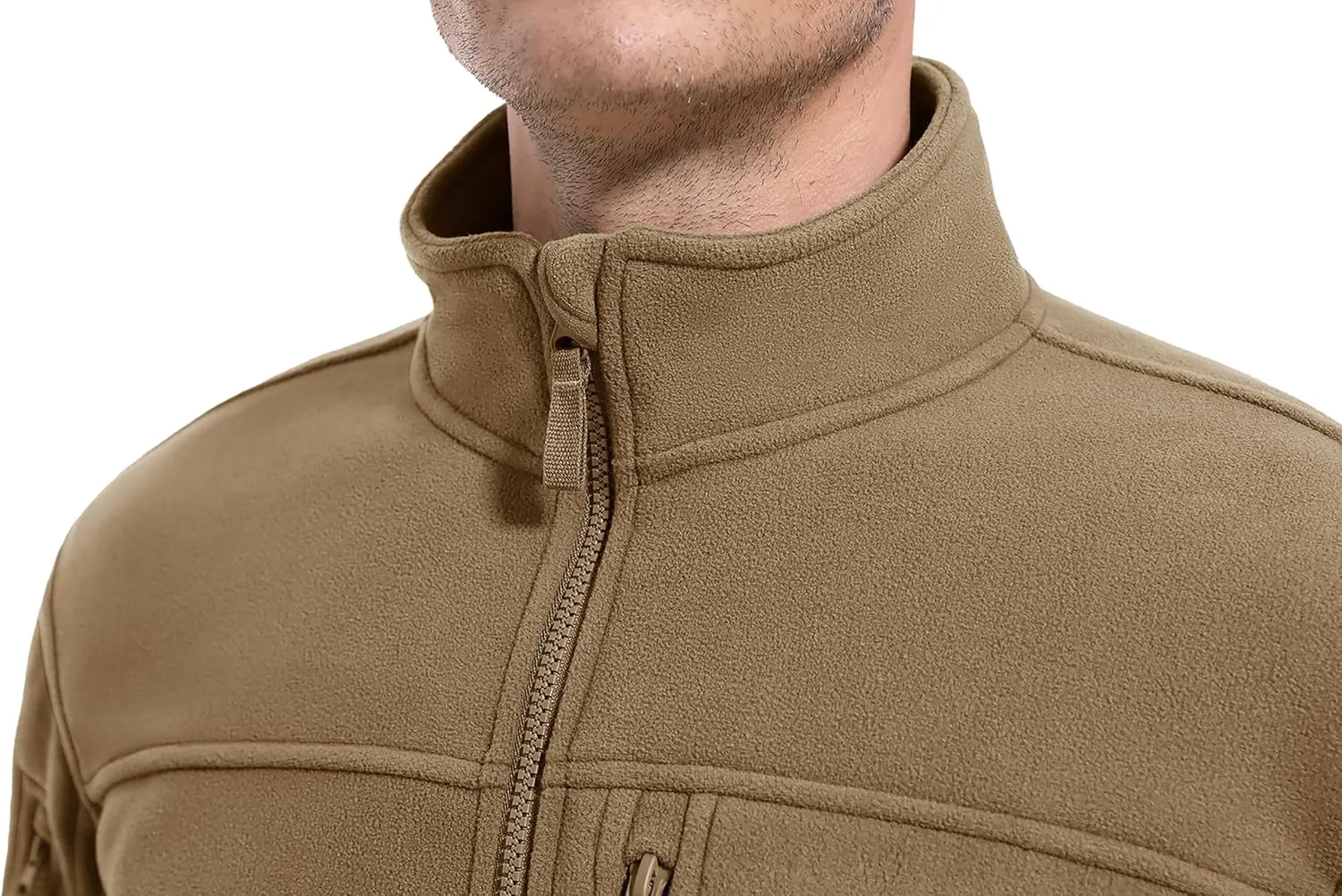 CRYSULLY Men's Fleece Jacket Tactical Full-Zip Winter Coat Jackets Multi Pockets
