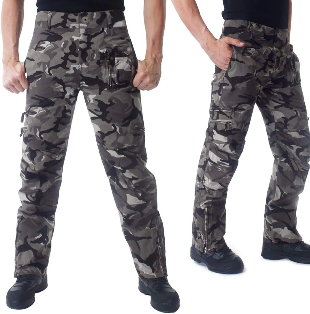 CRYSULLY Men's Tactical Pants Military Work Pants for Men Ripstop 9 Pockets Construction Trousers (No Belt)