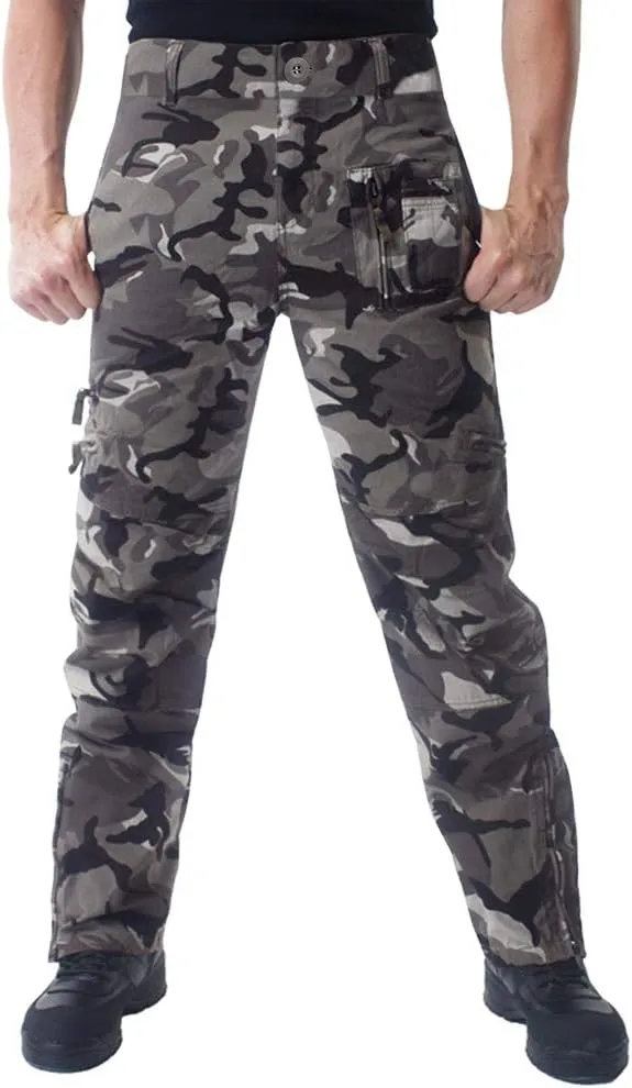 CRYSULLY Men's Tactical Pants Military Work Pants for Men Ripstop 9 Pockets Construction Trousers (No Belt)