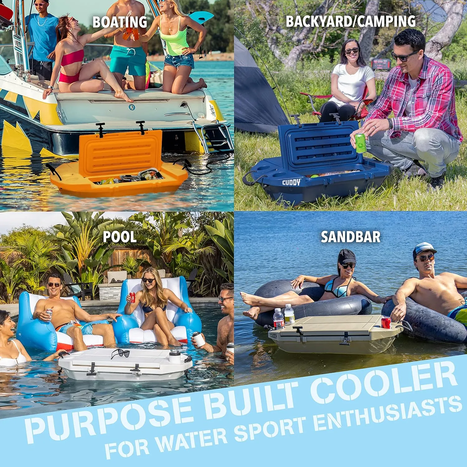 CUDDY Floating Cooler and Dry Storage Vessel for Land & Water – 40QT– Great for River, Beach, Kayak, Pool, & Lake - Multiple Color Options