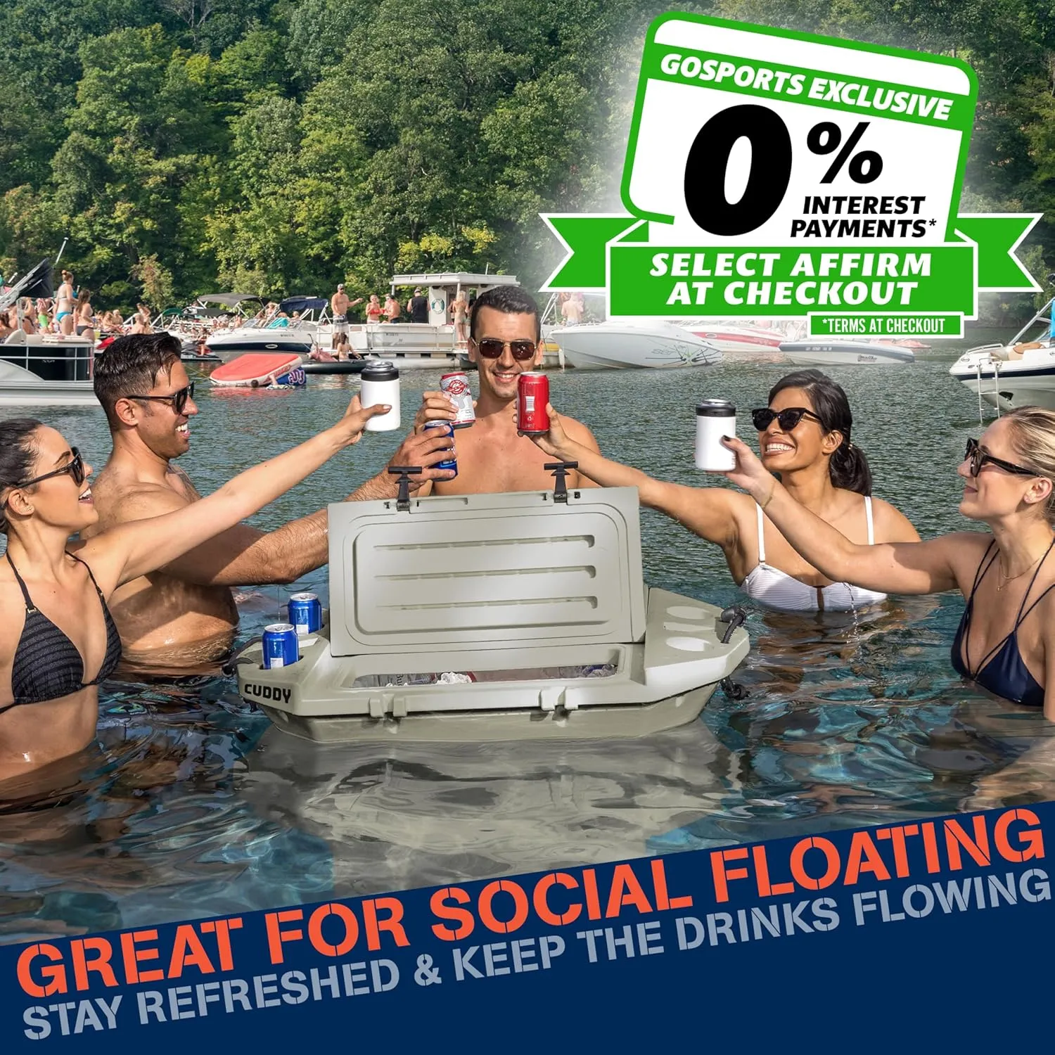 CUDDY Floating Cooler and Dry Storage Vessel for Land & Water – 40QT– Great for River, Beach, Kayak, Pool, & Lake - Multiple Color Options