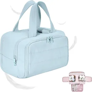 Cureaway Travel Bag, Curetoaway Large Capacity, Wide-Open Waterproof Organizer, Dry-and-Wet Separation, Makeup & Toiletry Bag for Women. (Blue)