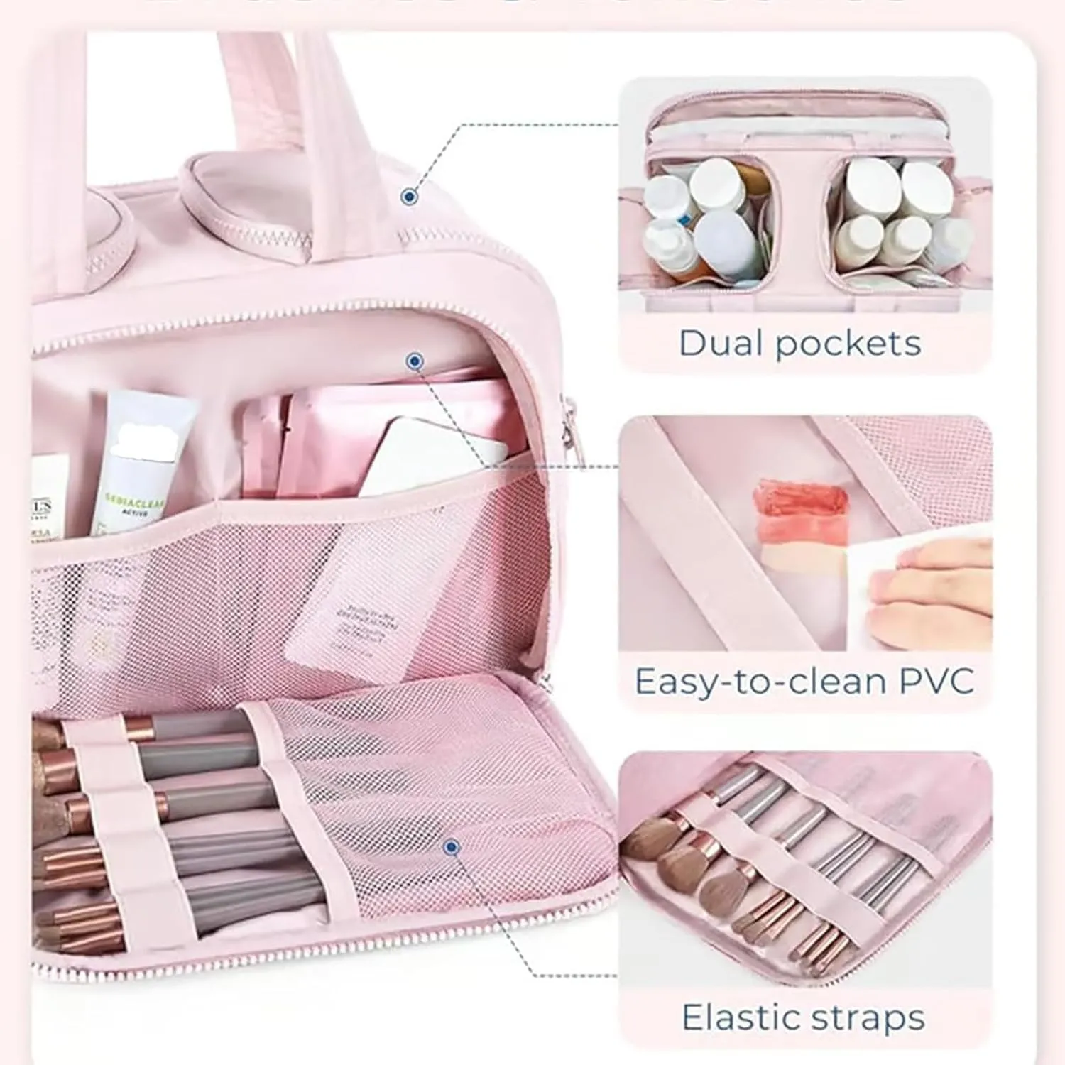 Cureaway Travel Bag, Curetoaway Large Capacity, Wide-Open Waterproof Organizer, Dry-and-Wet Separation, Makeup & Toiletry Bag for Women. (Blue)