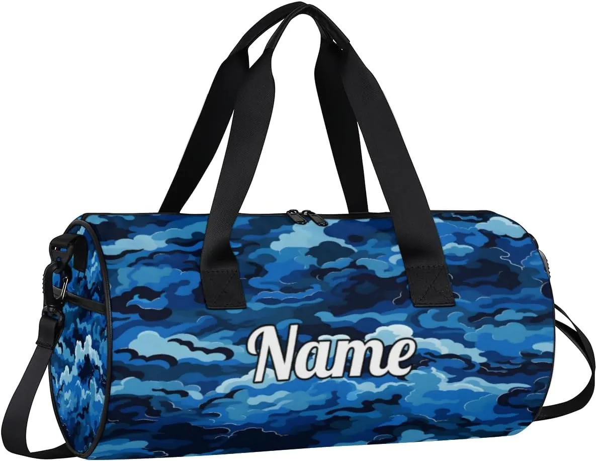 Custom Dance Duffel Bag Sport Backpacks Gyms and Weekend Overnight Travel Duffle Bag Birthday Christmas Halloween Waterproof, Blue Ocean Waves