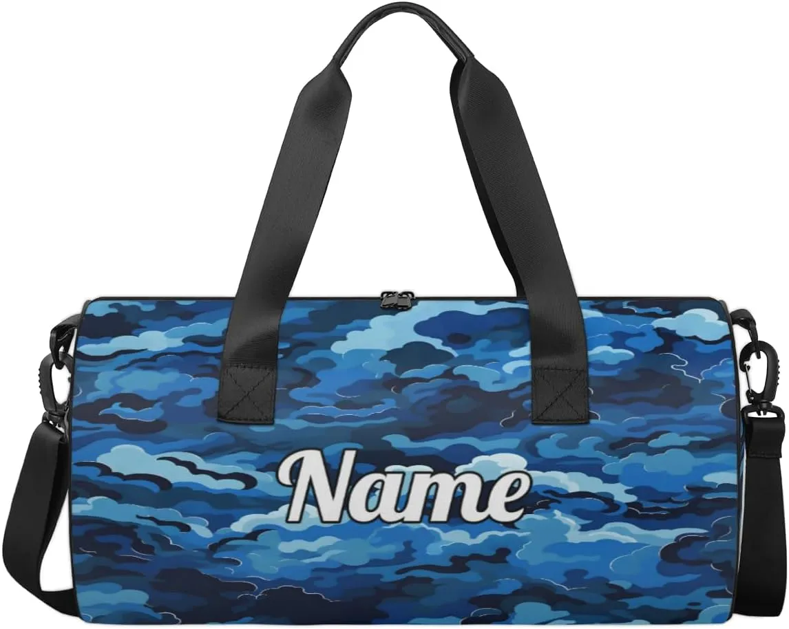 Custom Dance Duffel Bag Sport Backpacks Gyms and Weekend Overnight Travel Duffle Bag Birthday Christmas Halloween Waterproof, Blue Ocean Waves