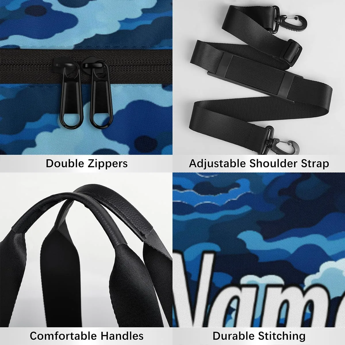 Custom Dance Duffel Bag Sport Backpacks Gyms and Weekend Overnight Travel Duffle Bag Birthday Christmas Halloween Waterproof, Blue Ocean Waves