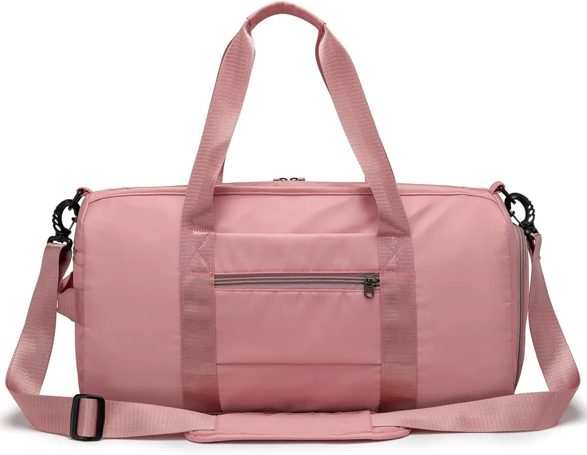 Custom Duffel Bag with Name Logo Image Personalized Gym Bag for Personal Item Travel Sports Gym Yoga Beach with Dry Wet Pocket Shoes Compartment (pink)