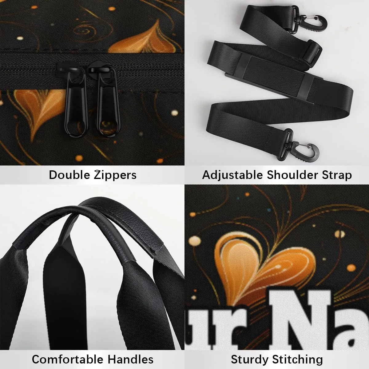 Custom Gym Bag for Women Men with Name, Personalized Coffee Theme Duffel Bag for Sports, Waterproof Dance Bag, Lightweight Carryon Gym Bag,