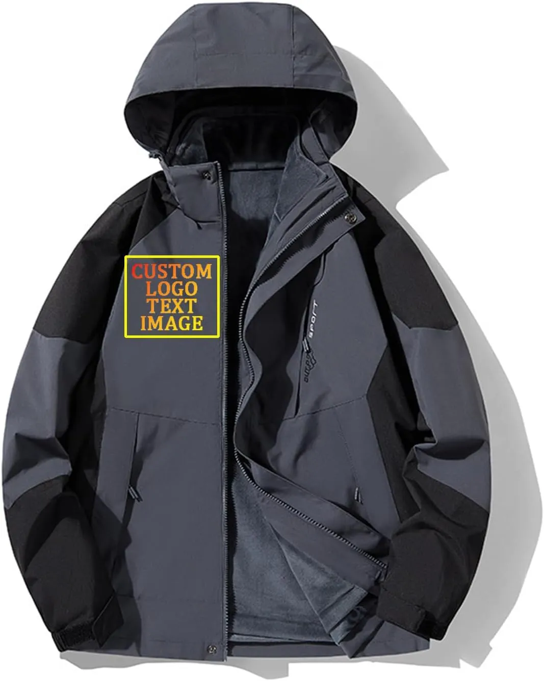 Custom Men's Women's 3-in-1 Ski Jacket Windproof Waterproof Raincoat Fleece Insulated Winter Hooded Coat