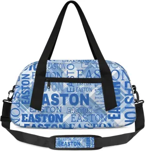 Custom Sport Gym Duffel Bag with Name Personalized Travel Overnight Bag Waterproof Customized Dance Bag Carry-On Tote 18.5in, Blue Checked