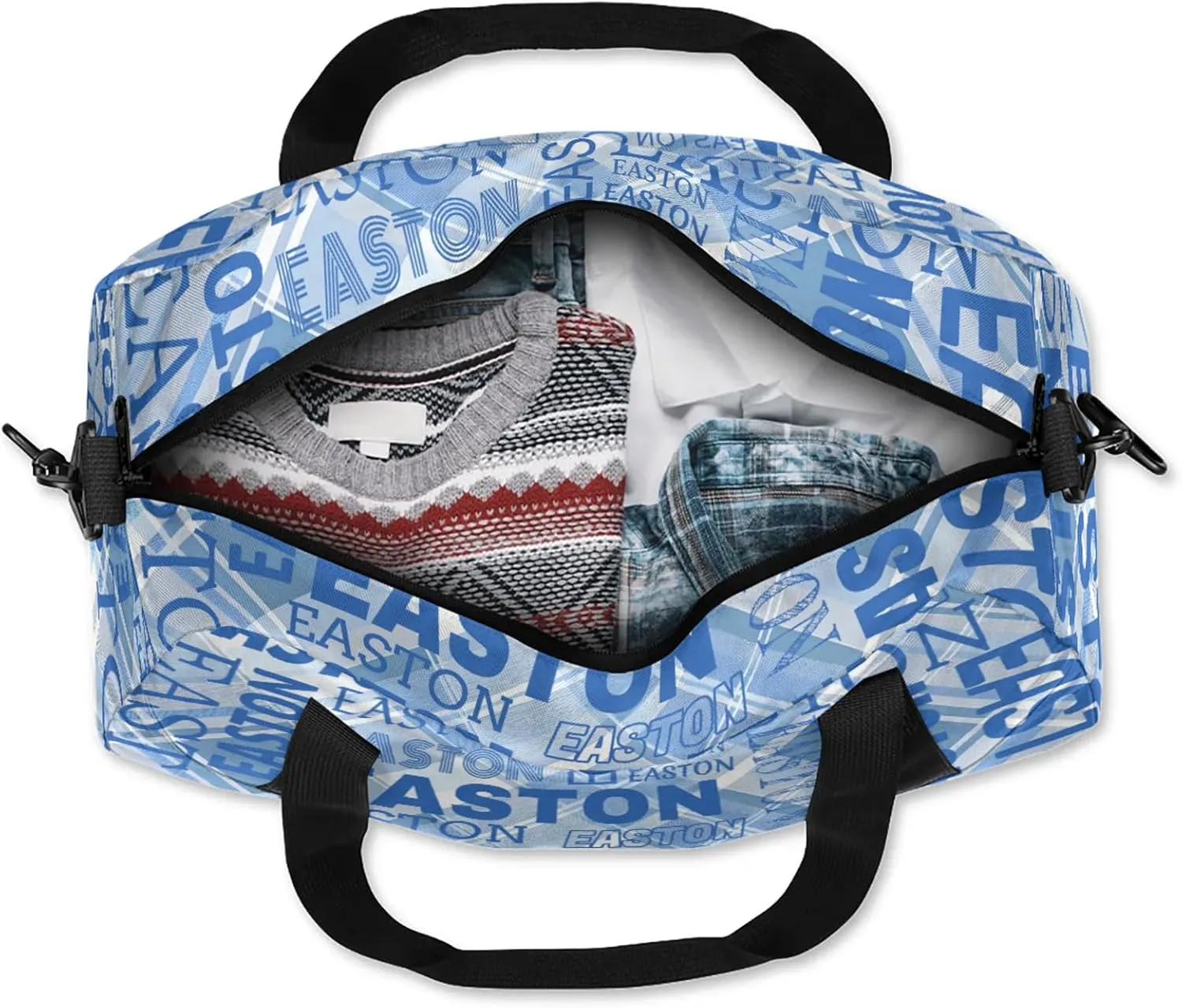 Custom Sport Gym Duffel Bag with Name Personalized Travel Overnight Bag Waterproof Customized Dance Bag Carry-On Tote 18.5in, Blue Checked