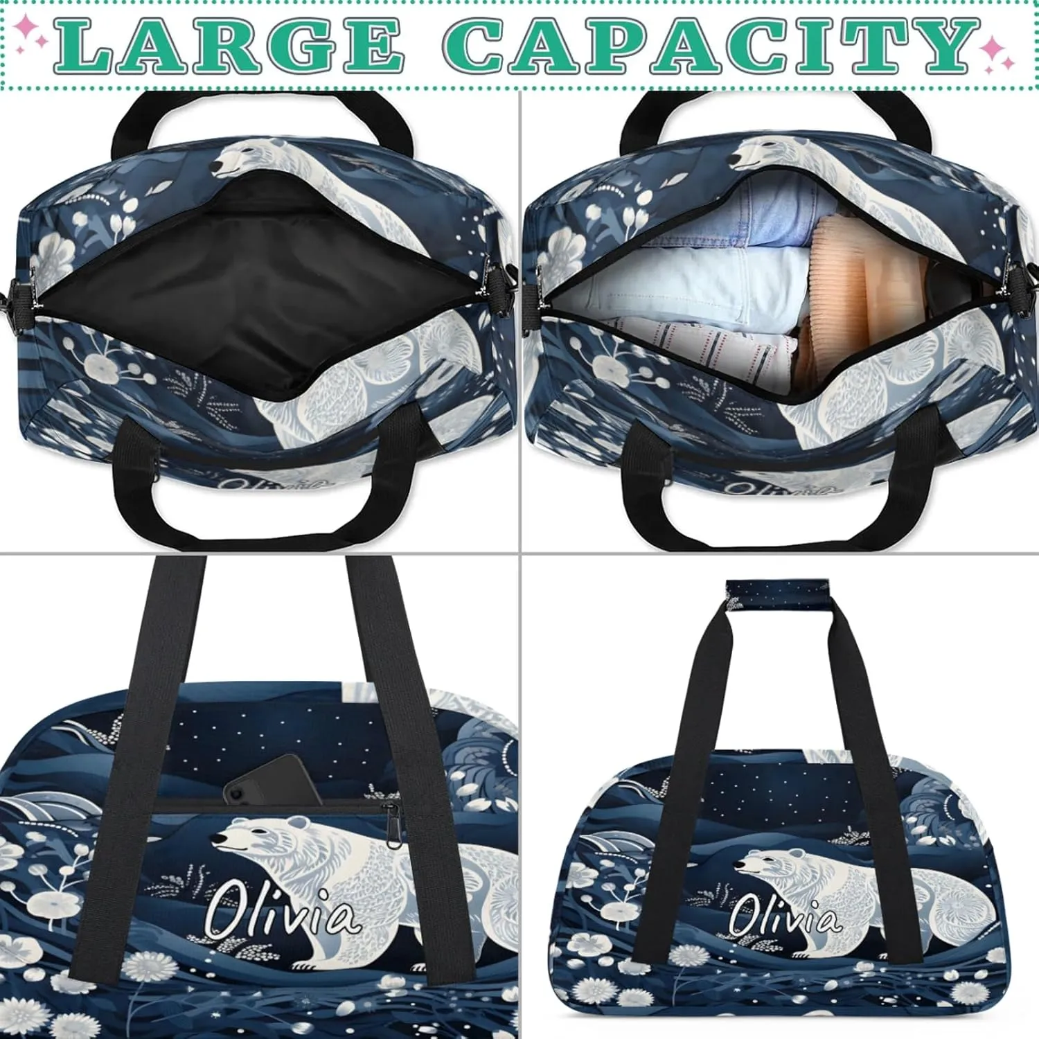 Custom Sports Gym Bag Personalized Name Travel Duffel Bag