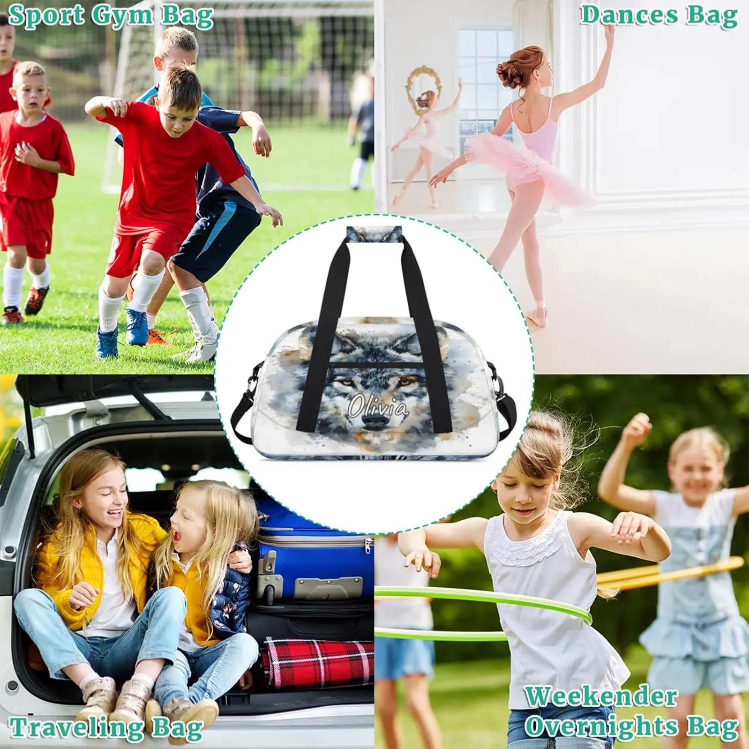 Custom Sports Gym Bag Personalized Name Travel Duffel Bag