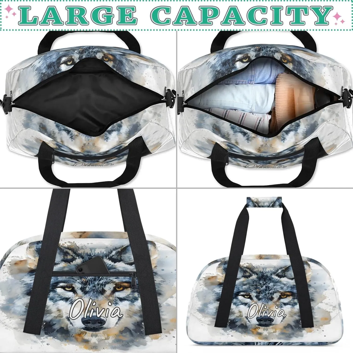 Custom Sports Gym Bag Personalized Name Travel Duffel Bag