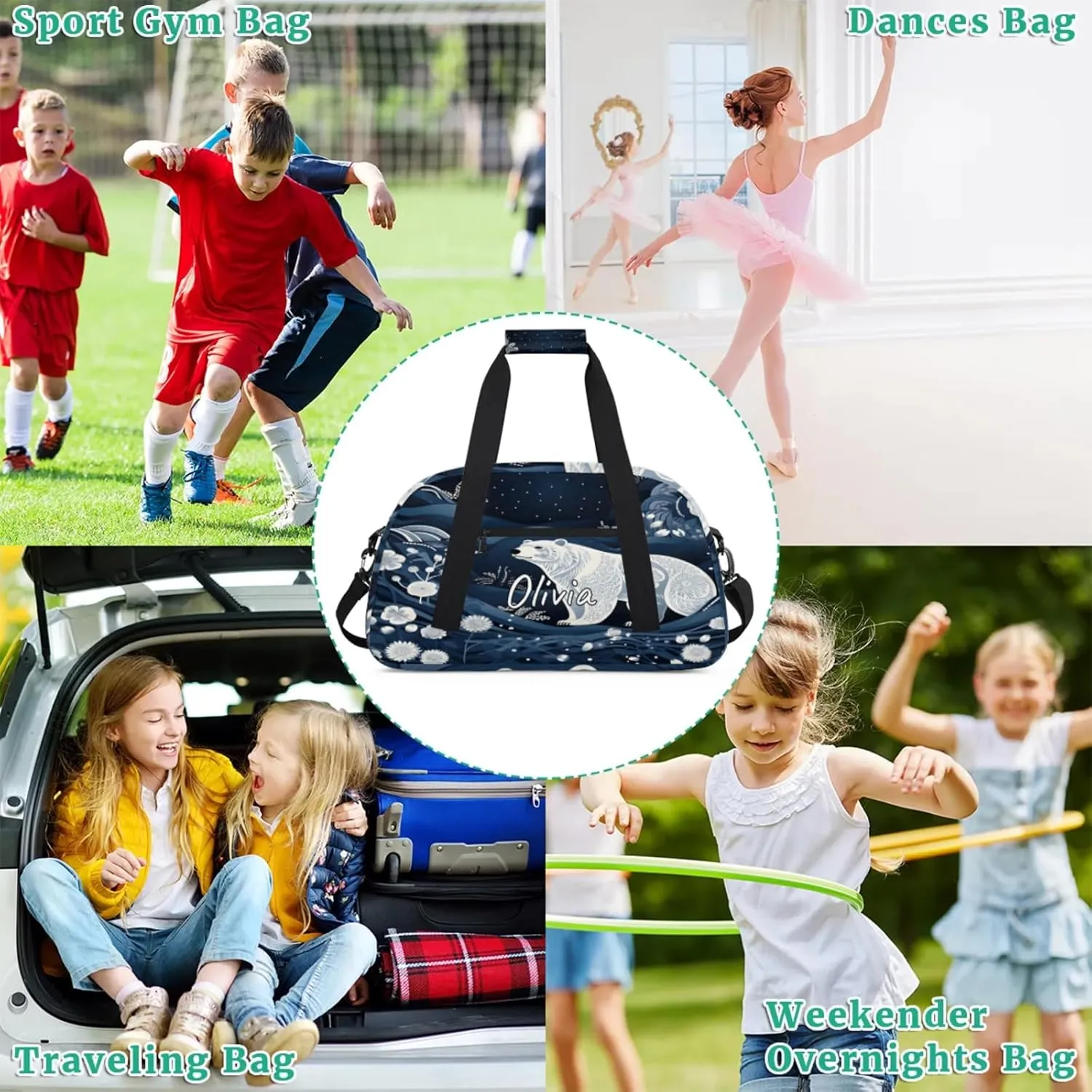 Custom Sports Gym Bag Personalized Name Travel Duffel Bag