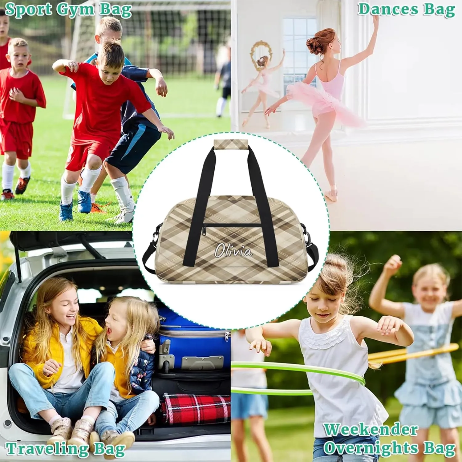 Custom Sports Gym Bag Personalized Name Travel Duffel Bag