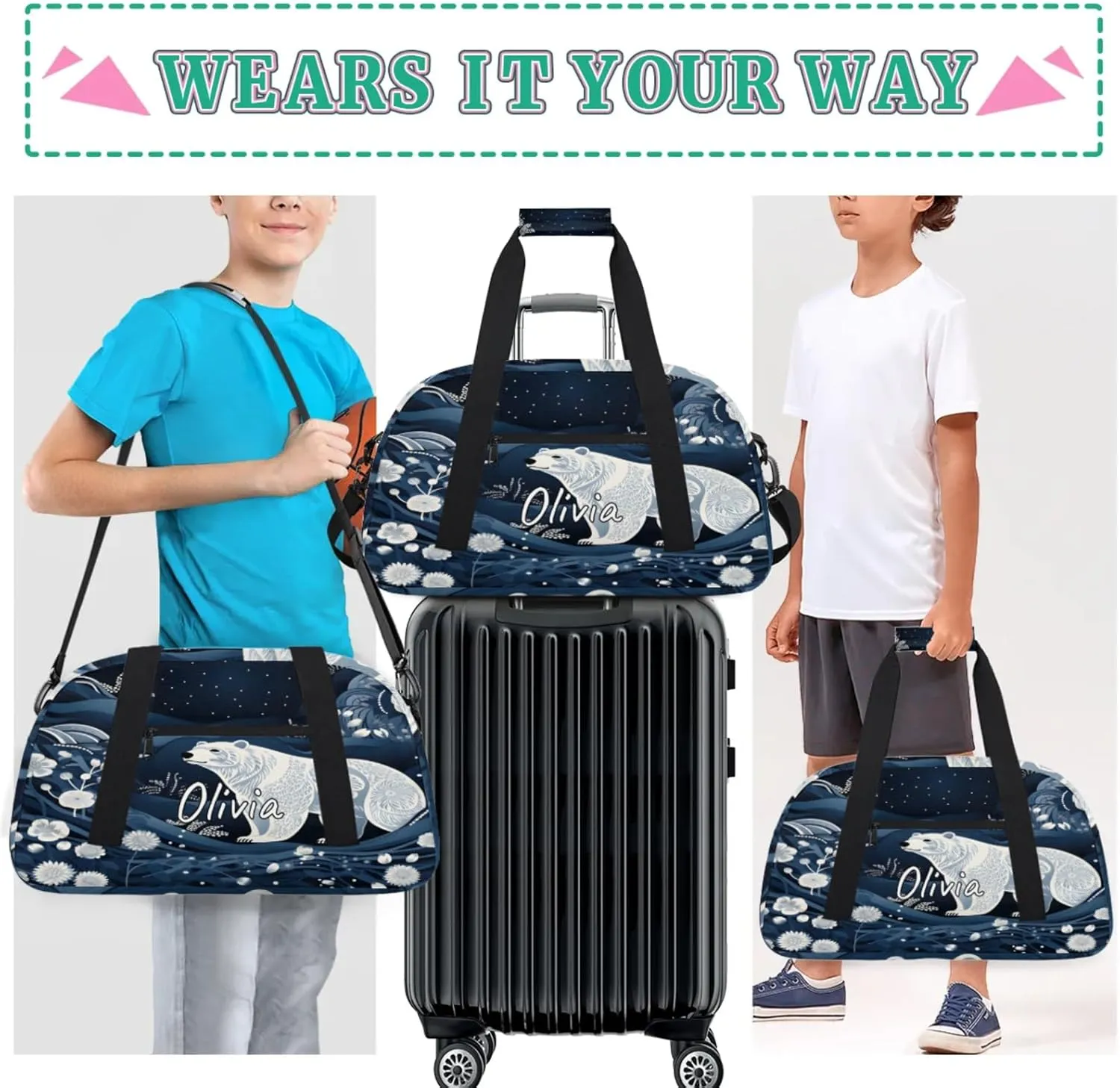Custom Sports Gym Bag Personalized Name Travel Duffel Bag