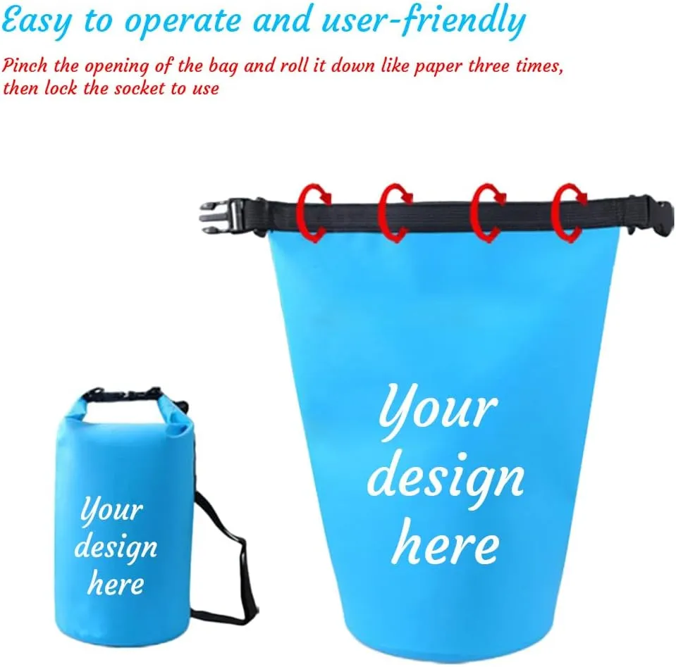 Custom Waterproof Dry Bags - Personalized 5L/10L/20L/30L Floating Lightweight Bags for Kayaking/Fishing/Camping, Customizable with Club Logo (Multiple Colors) (Pink)