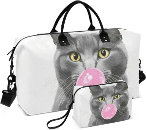 Cute Cat Bubble Duffel Bag for Traveling, Travel Bag Gym Bag, with Multiple Interior Pockets Shoulder Weekender Bag for Women Men with Toiletry Bag 20.5L x 1.9W x 13.8H
