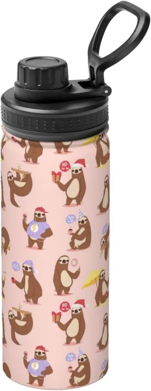 Cute Sloth Sports Insulated Water Bottle - Premium 18 oz. Stainless Steel Hydration Bottle for Outdoor Enthusiasts