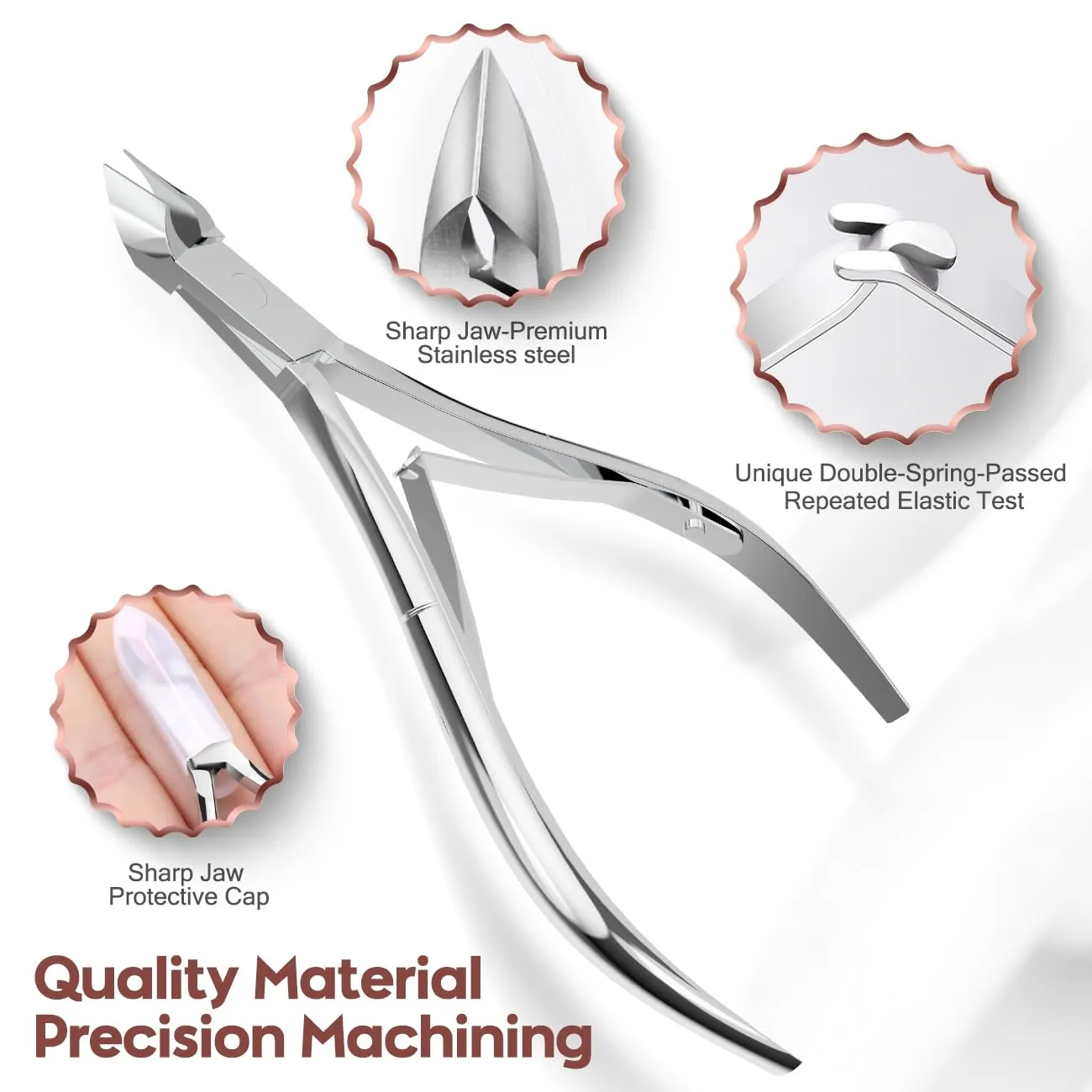Cuticle Trimmer with Cuticle Pusher and Cutter Cuticle Nippers & Cutter Set, Professional Stainless Steel Cuticle Cutter Manicure Tools For Precise Nail Care Fingernails & cuticle scissors 5 Piece Set