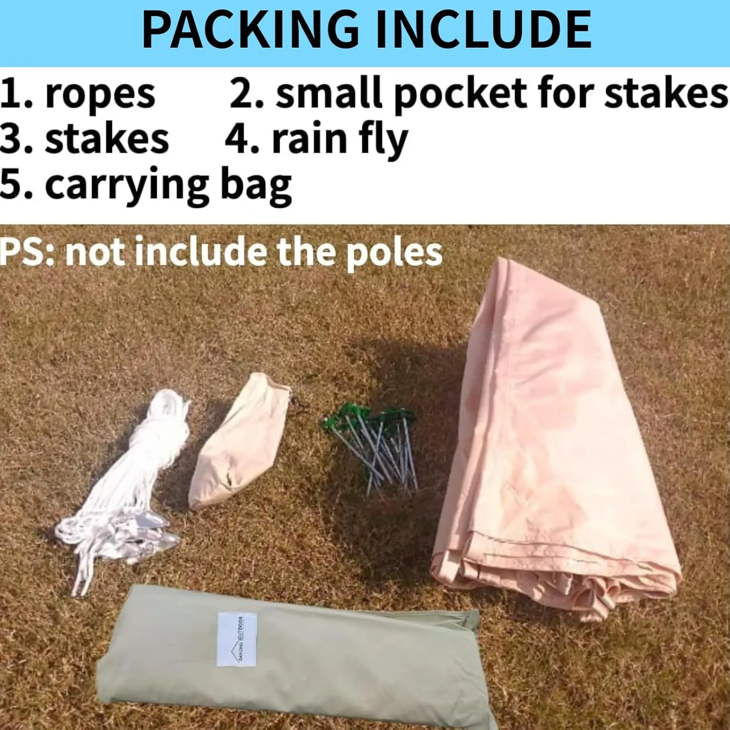 DANCHEL OUTDOOR 4 Season Bell Tent Rain Fly Cover Protector with/No Stove Jack, PU5000mm Waterproof Yurt Tent Tarp Oxford Nylon Glamping Accessories, Beige(9.8-20ft)