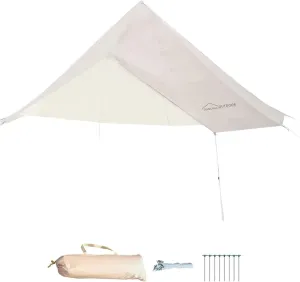 DANCHEL OUTDOOR 4 Season Bell Tent Rain Fly Cover Protector with/No Stove Jack, PU5000mm Waterproof Yurt Tent Tarp Oxford Nylon Glamping Accessories, Beige(9.8-20ft)