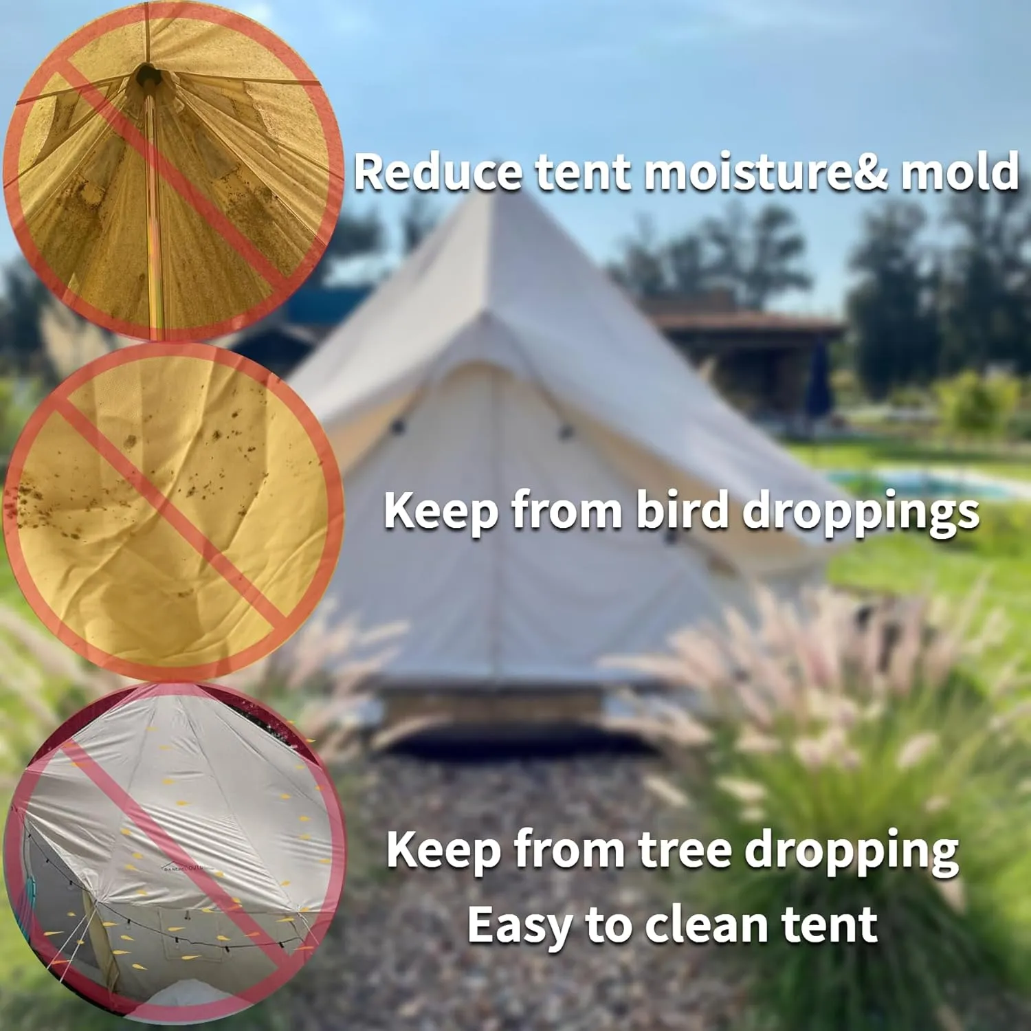 DANCHEL OUTDOOR 4 Season Bell Tent Rain Fly Cover Protector with/No Stove Jack, PU5000mm Waterproof Yurt Tent Tarp Oxford Nylon Glamping Accessories, Beige(9.8-20ft)