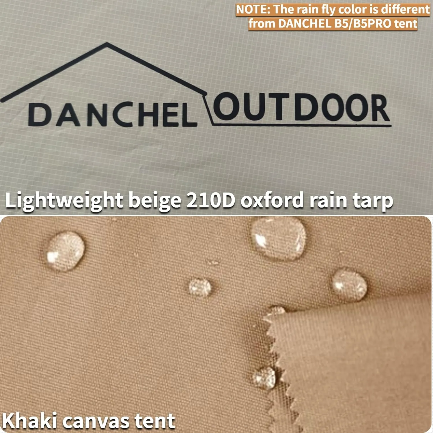 DANCHEL OUTDOOR 4 Season Bell Tent Rain Fly Cover Protector with/No Stove Jack, PU5000mm Waterproof Yurt Tent Tarp Oxford Nylon Glamping Accessories, Beige(9.8-20ft)