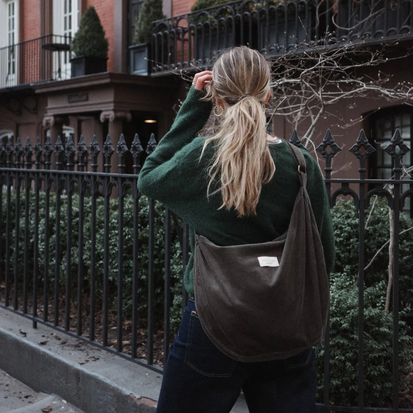 Dans Le Sac Crescent Corduroy Crossbody Bag