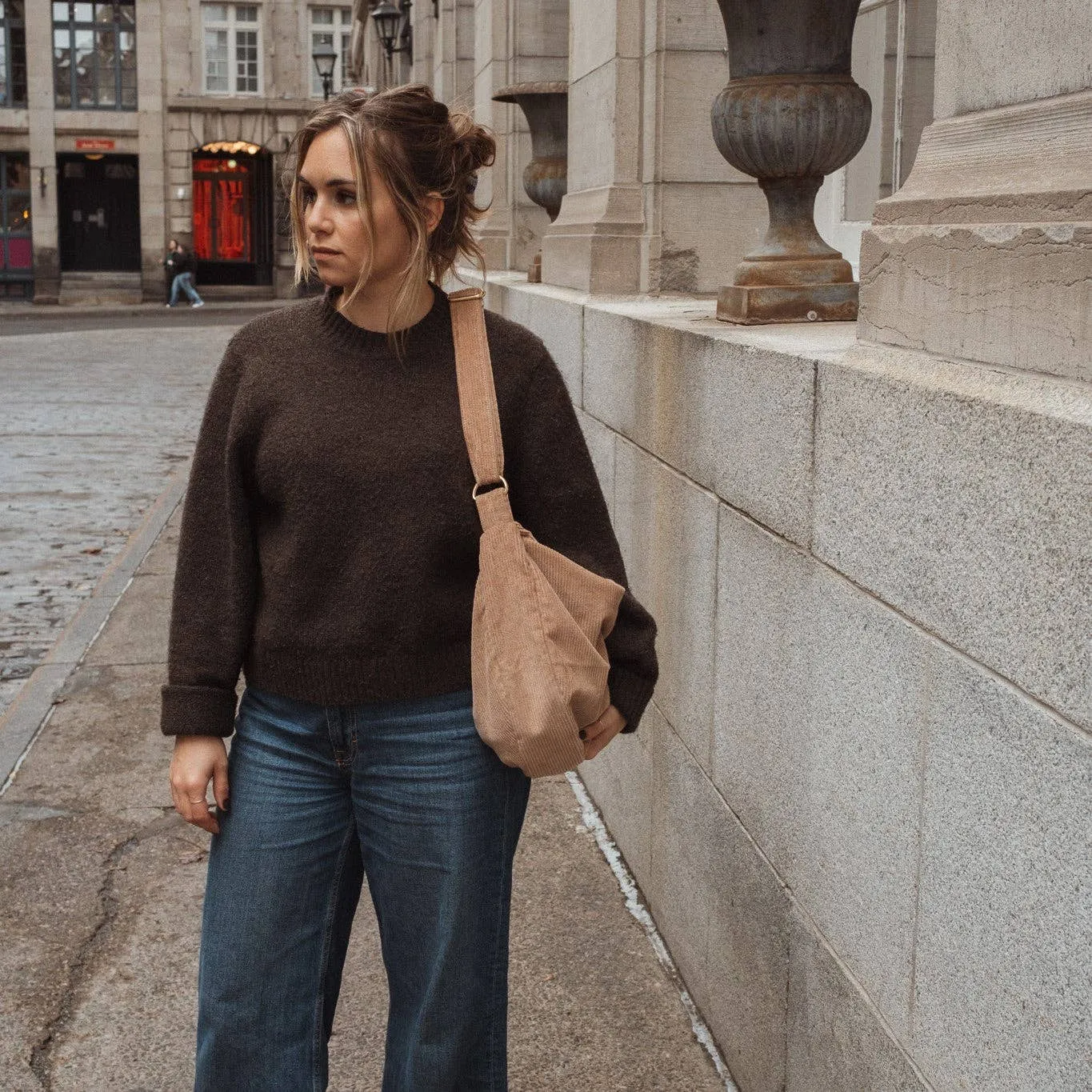 Dans Le Sac Crescent Corduroy Crossbody Bag