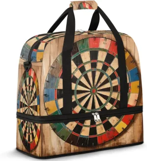 Dart Board Pattern Foldable Duffle Bag with Shoes Compartment Large Capacity Waterproof Travel Weekender Bag Overnight Bag for Sports Gym