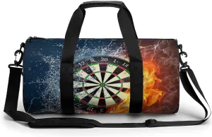 Dart Board Target Ice Fire Art Large Capacity Cylindrical Fitness Bag, Hand-held Fitness Bag