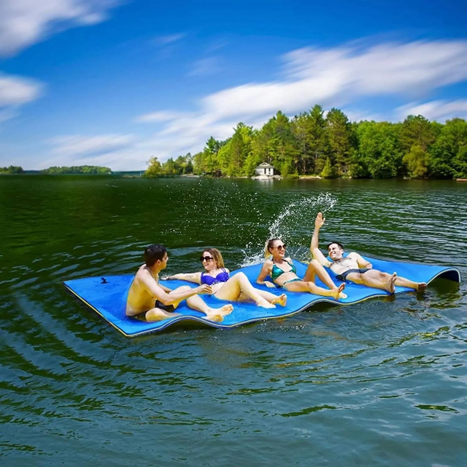 DARZYS Floating Water Mat, Floating Mat, Roll-Up Floating Island River Rafts for Pool Lake Ocean Boat(Blue,1.8mx0.6mx3.3cm)