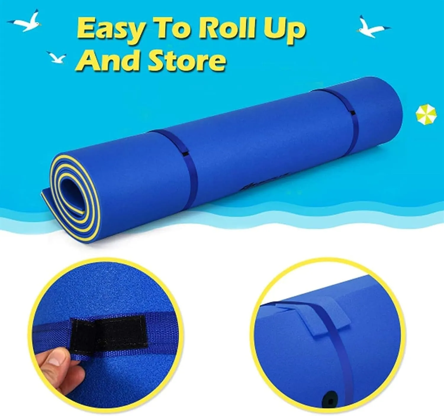 DARZYS Floating Water Mat, Floating Mat, Roll-Up Floating Island River Rafts for Pool Lake Ocean Boat(Blue,1.8mx0.6mx3.3cm)