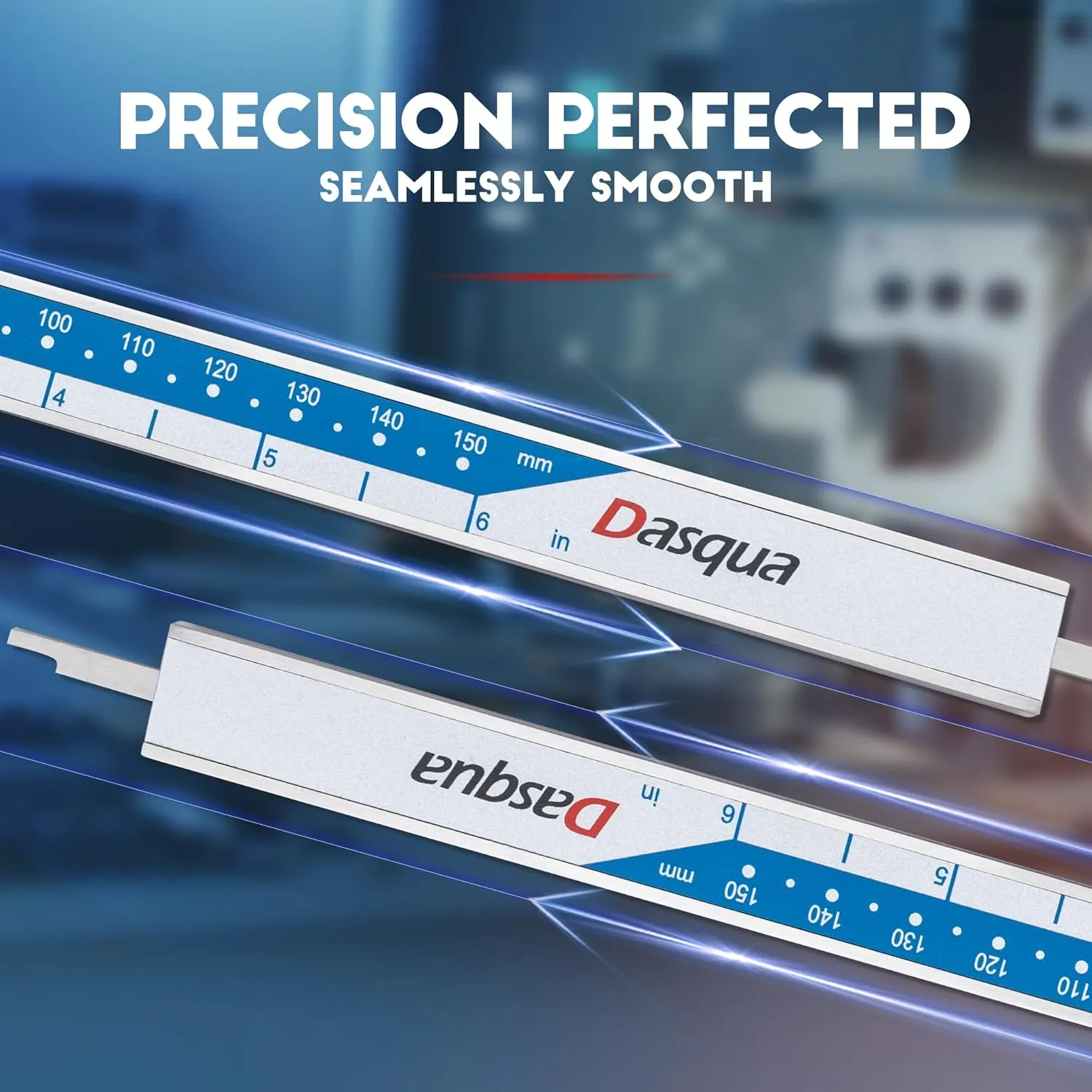 Dasqua 6 Inch/150mm Digital Caliper Electronic Industrial, Stainless Steel, with Large LCD Screen and Storage Case Auto Off Featured Measuring Tool, Resolution 0.0005"/0.01mm, Accuracy 0.001”/0.02mm