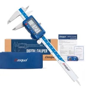 Dasqua 6 Inch/150mm Digital Caliper Electronic Industrial, Stainless Steel, with Large LCD Screen and Storage Case Auto Off Featured Measuring Tool, Resolution 0.0005"/0.01mm, Accuracy 0.001”/0.02mm