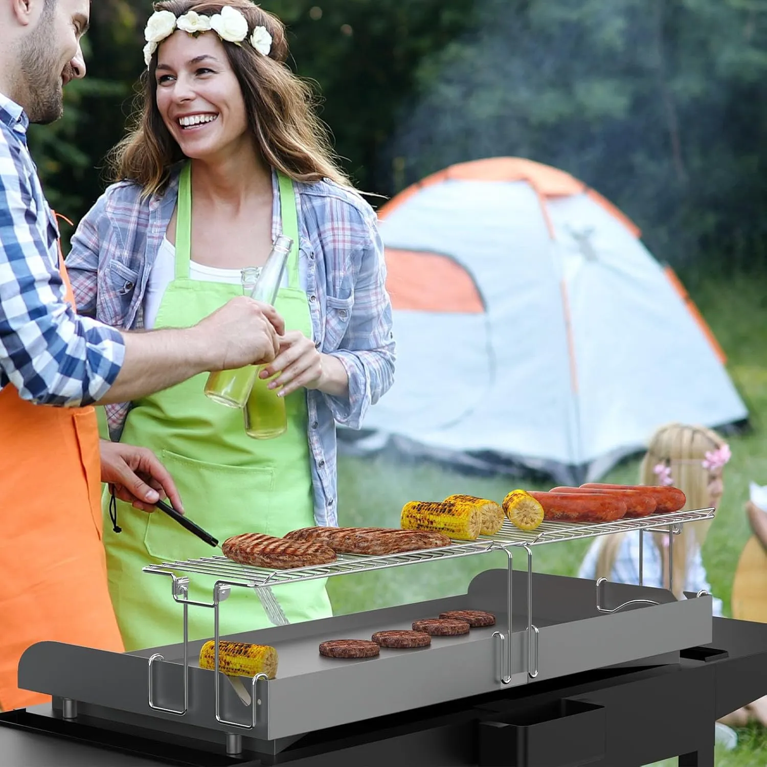 DcYourHome Griddle Warming Rack Compatible with 36" Blackstone Griddles(Not for Pro-Series),Adjustable Stainless Steel Rack for Blackstone Griddle Stand 36 Inch Accessories,One-Step Clip On Attachment
