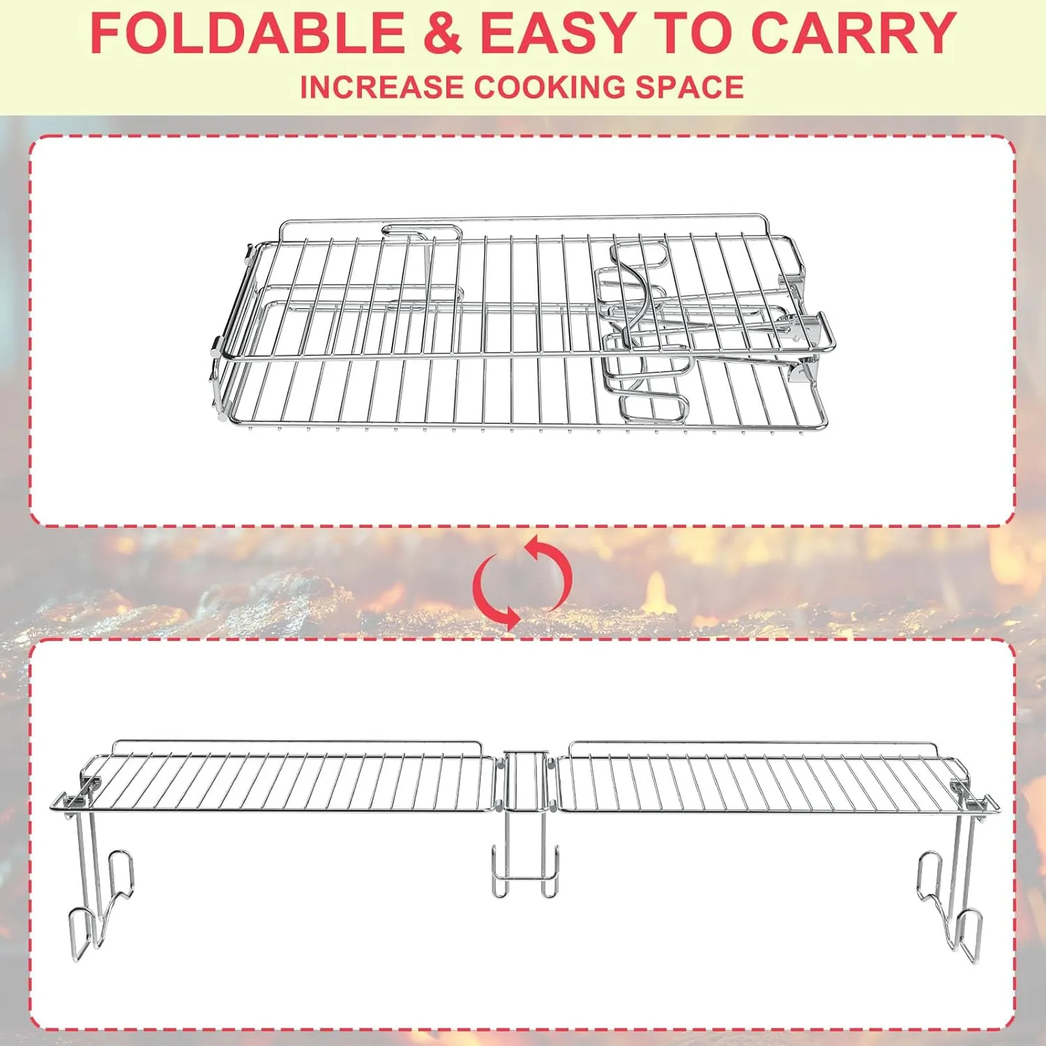 DcYourHome Griddle Warming Rack Compatible with 36" Blackstone Griddles(Not for Pro-Series),Adjustable Stainless Steel Rack for Blackstone Griddle Stand 36 Inch Accessories,One-Step Clip On Attachment