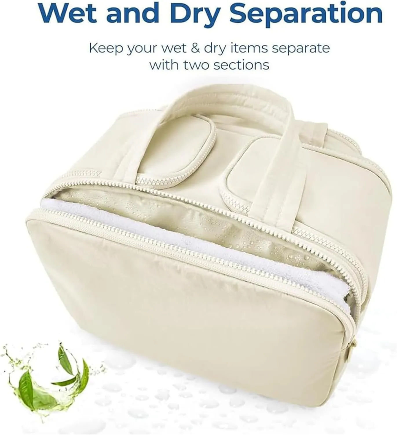 Decisive Makeup Bag, Elouva Toiletry Bag, Large Capacity Wide-Open Travel Cosmetic Bag, Lightweight Waterproof Puffer Storage Bag, Dry-and-Wet Separation with 4 Compartments for Easy Access (Green)
