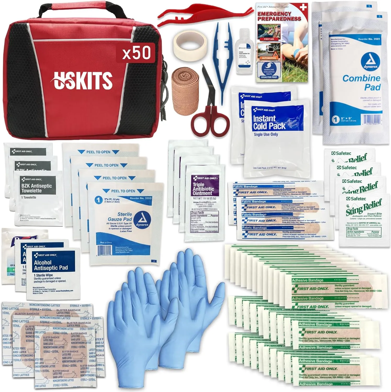 Deluxe First Aid Kit, First Aid Kit Bulk, Advanced First Aid Kit, Comprehensive Kits Suitable for Home, Travel, Camping, Sports, Events and Gifts (50 Sets)