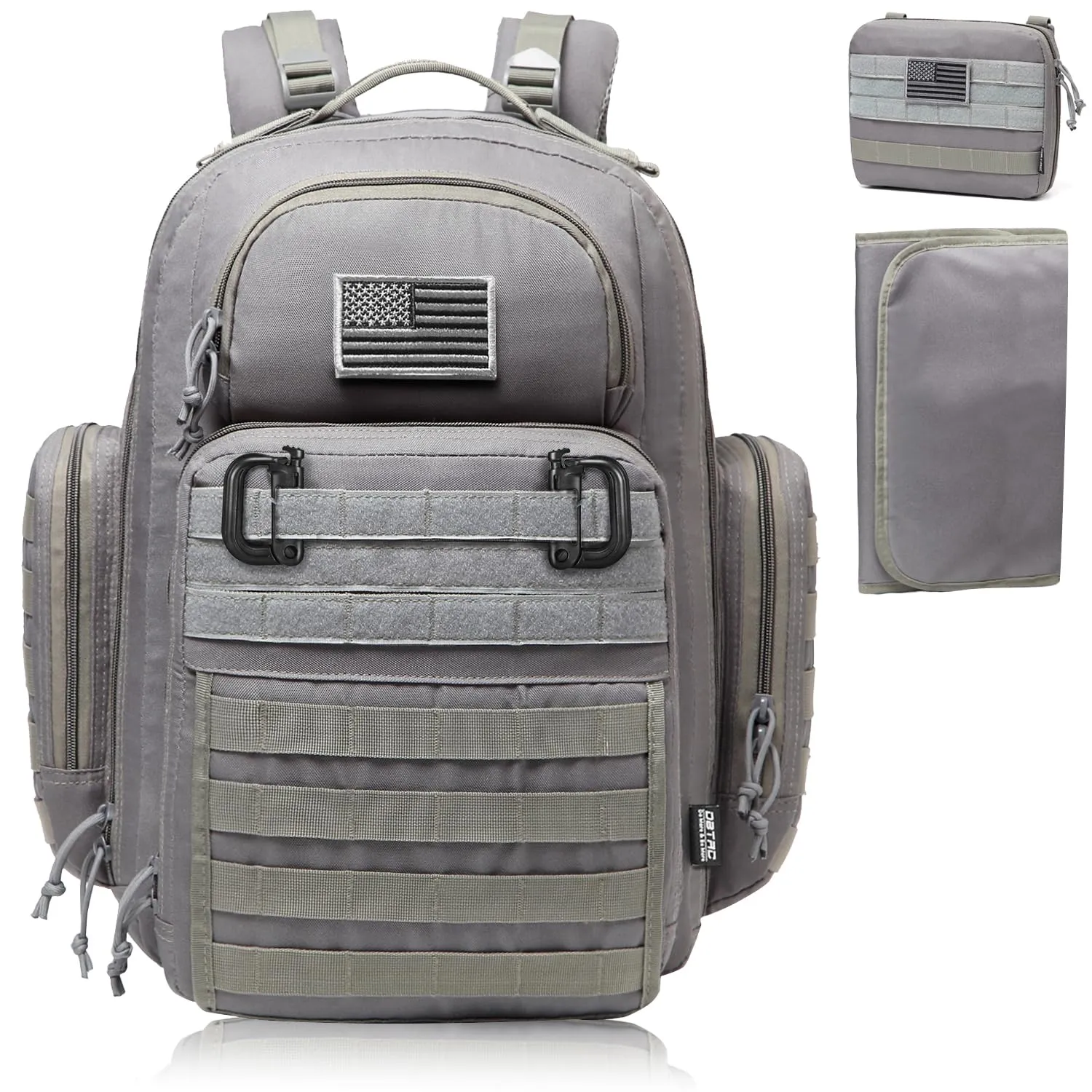 Diaper Bag Backpack for Dad, DBTAC Large Baby Nappy Bag for Men w/Changing Mat, Insulated Wipe Pockets, Stroller Straps, Grey