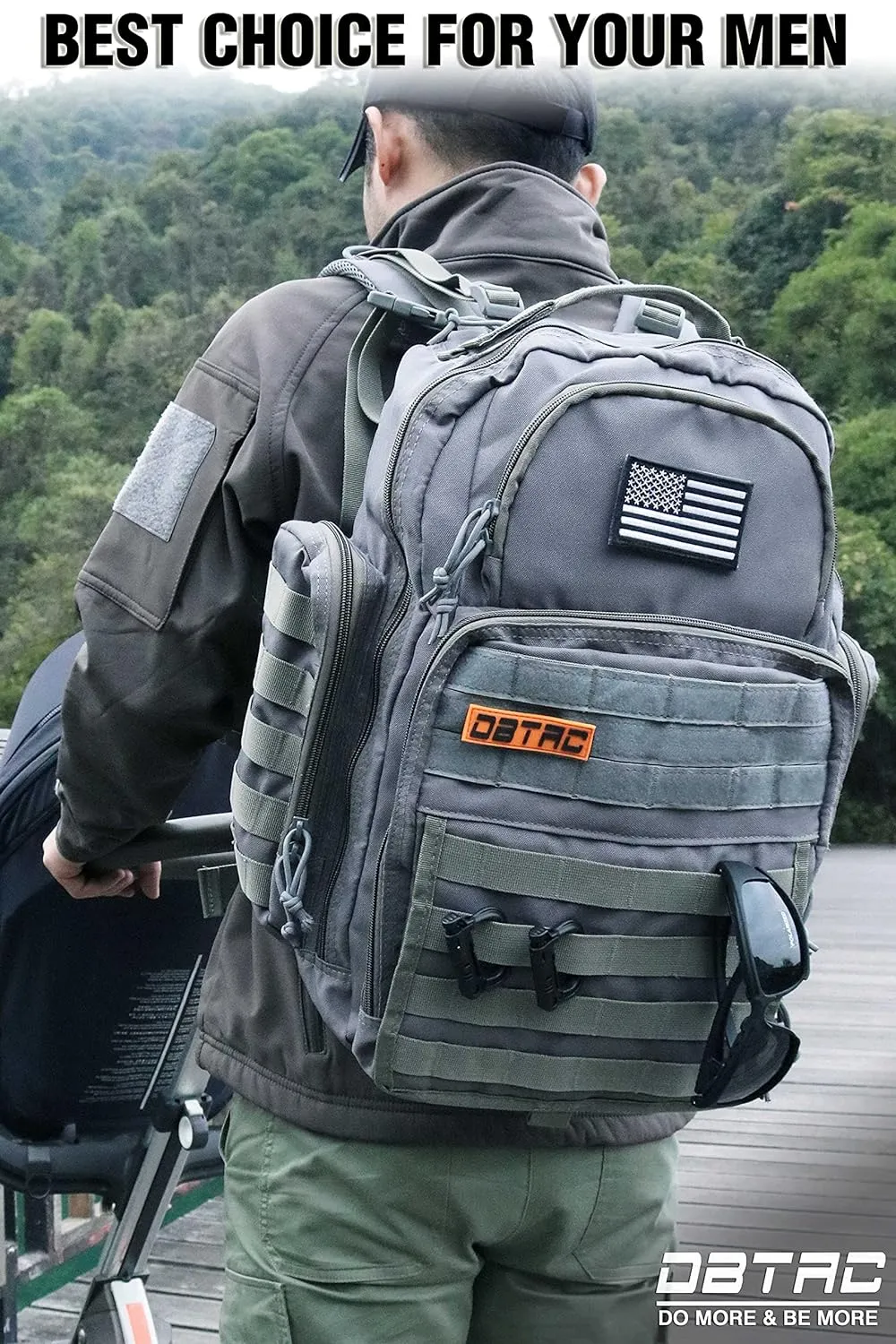 Diaper Bag Backpack for Dad, DBTAC Large Baby Nappy Bag for Men w/Changing Mat, Insulated Wipe Pockets, Stroller Straps, Grey