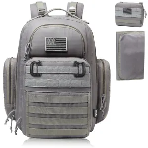 Diaper Bag Backpack for Dad, DBTAC Large Baby Nappy Bag for Men w/Changing Mat, Insulated Wipe Pockets, Stroller Straps, Grey