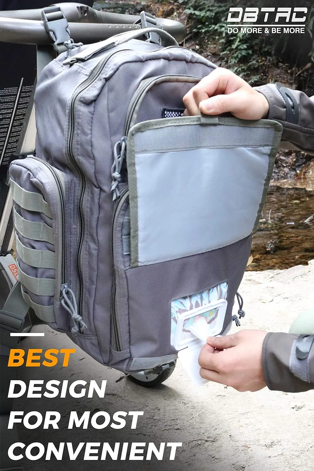 Diaper Bag Backpack for Dad, DBTAC Large Baby Nappy Bag for Men w/Changing Mat, Insulated Wipe Pockets, Stroller Straps, Grey